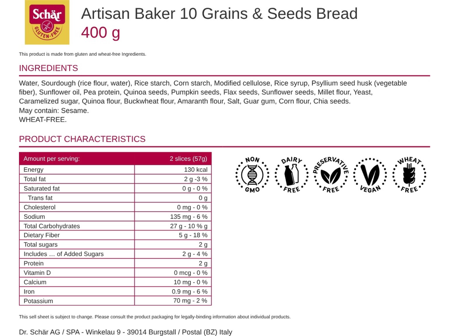 Artisan Baker 10 Grains & Seeds Bread